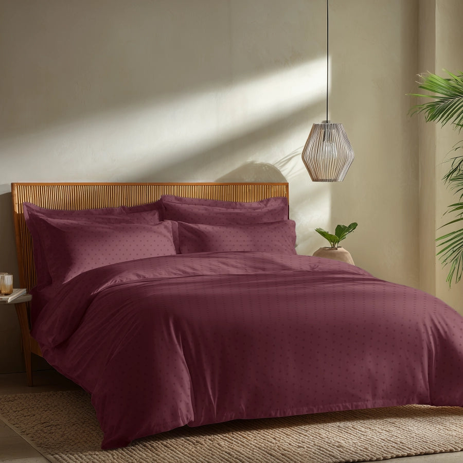 Duvet Cover - 500TC Swiss Dot - Sky Blue, Azure Blue, Pale Turquoise, Merlot, White - Double