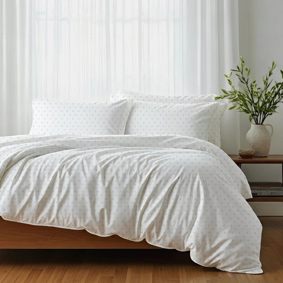 Duvet Cover - 500TC Swiss Dot - Paloma Grey, Toasted Almond, Desert Sand, Cameo Rose - Double