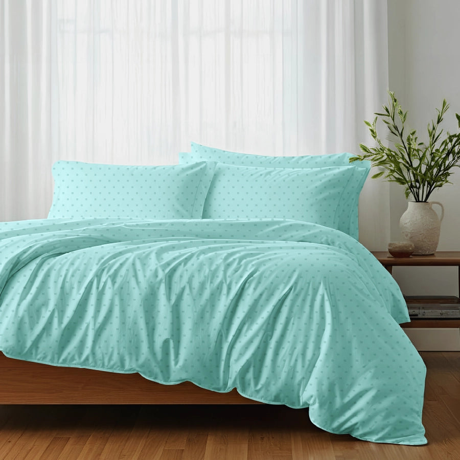 Bedsheet Set - 500TC Swiss Dot - Pale Turquoise - King