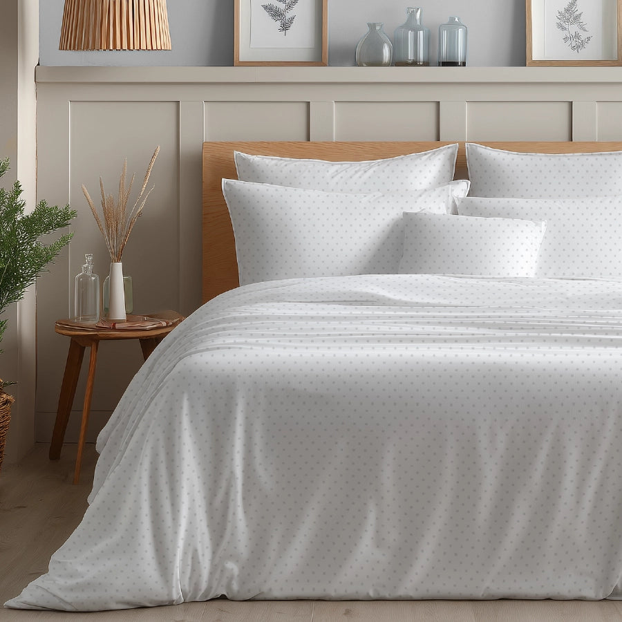 Duvet Cover - 500TC Swiss Dot - Paloma Grey, Toasted Almond, Desert Sand, Cameo Rose - Double