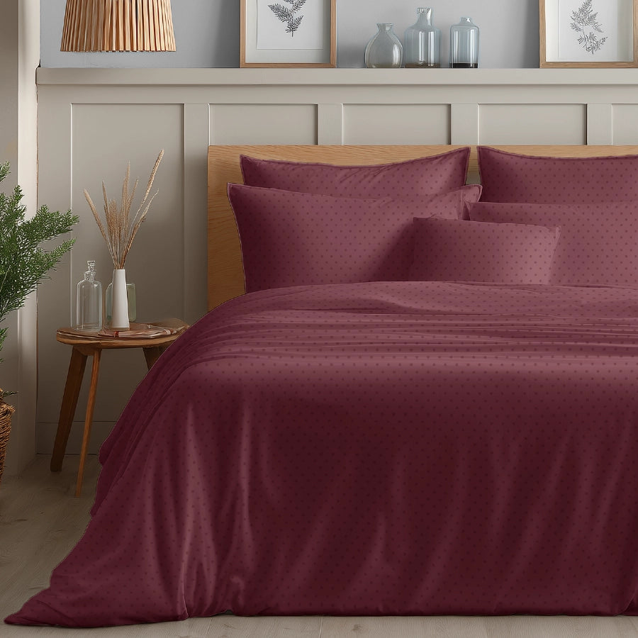 Duvet Cover - 500TC Swiss Dot - Sky Blue, Azure Blue, Pale Turquoise, Merlot, White - Double
