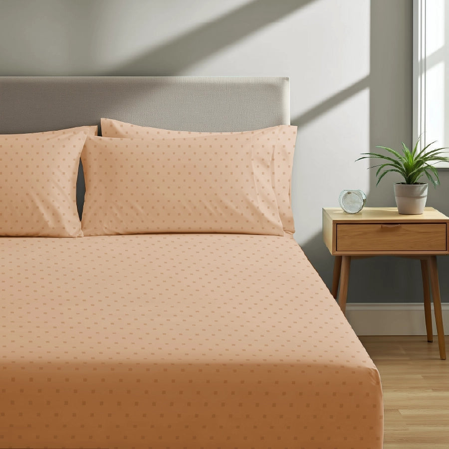 Bedsheet Set - 500TC Swiss Dot - Toasted Almond - King