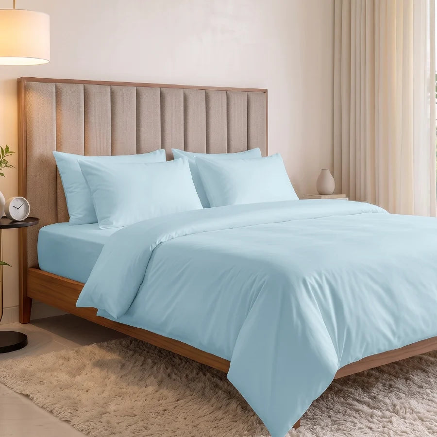 Duvet Cover | 600TC Solid | 100% Cotton | Size : Double - solid-pale-blue