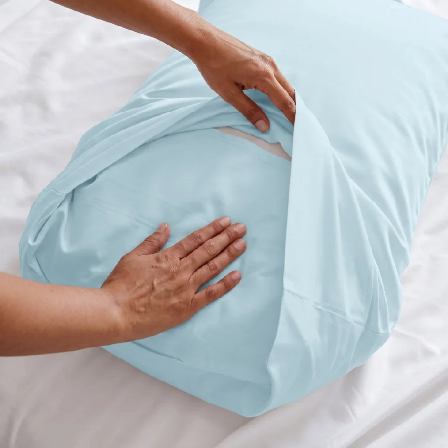 Pillow Cover | 600TC Solid | 100% Cotton | Pack of 2 Pillow Cases - solid-pale-blue