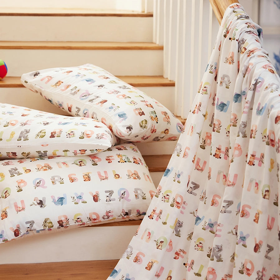 Pillow Cover - Alphabets Adventure - Alphabets White - 300TC