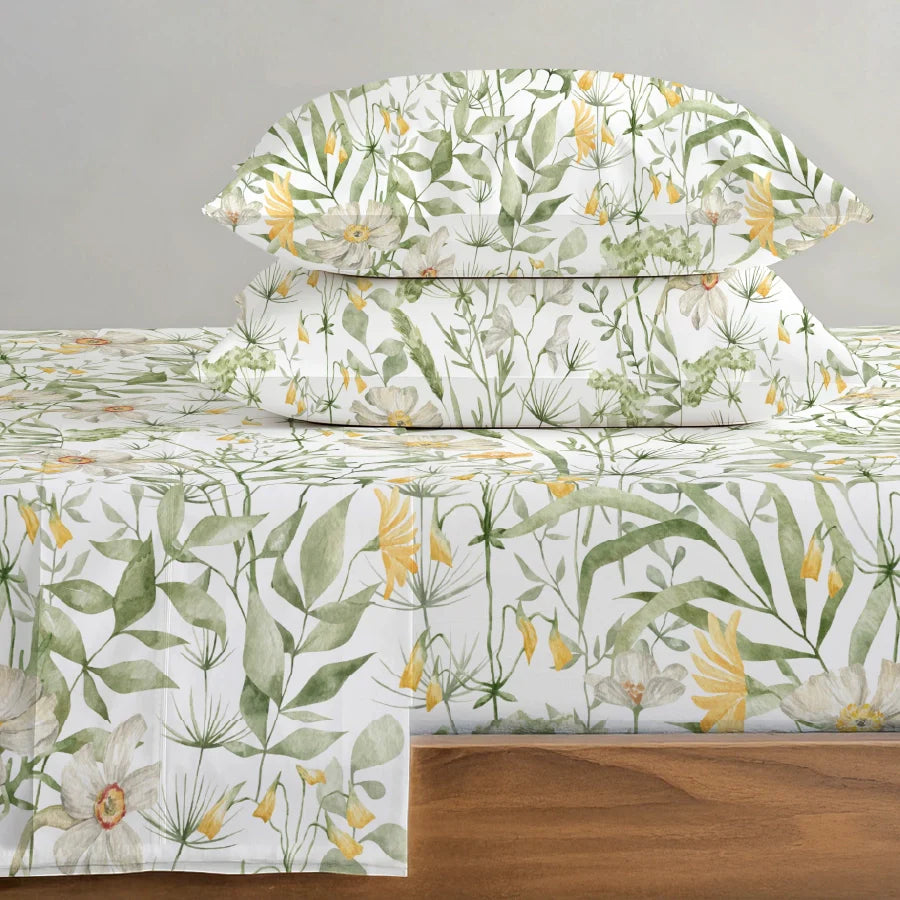 Bedsheet Set - Aquarelle Garden - Single & King - 200TC - Size Single
