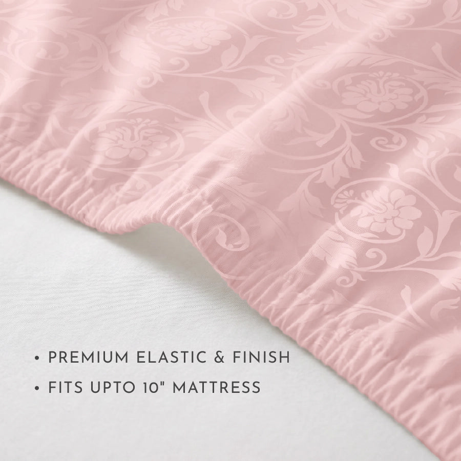 Fitted Sheet Set - Bold Floral - Jacquard - Cameo rose