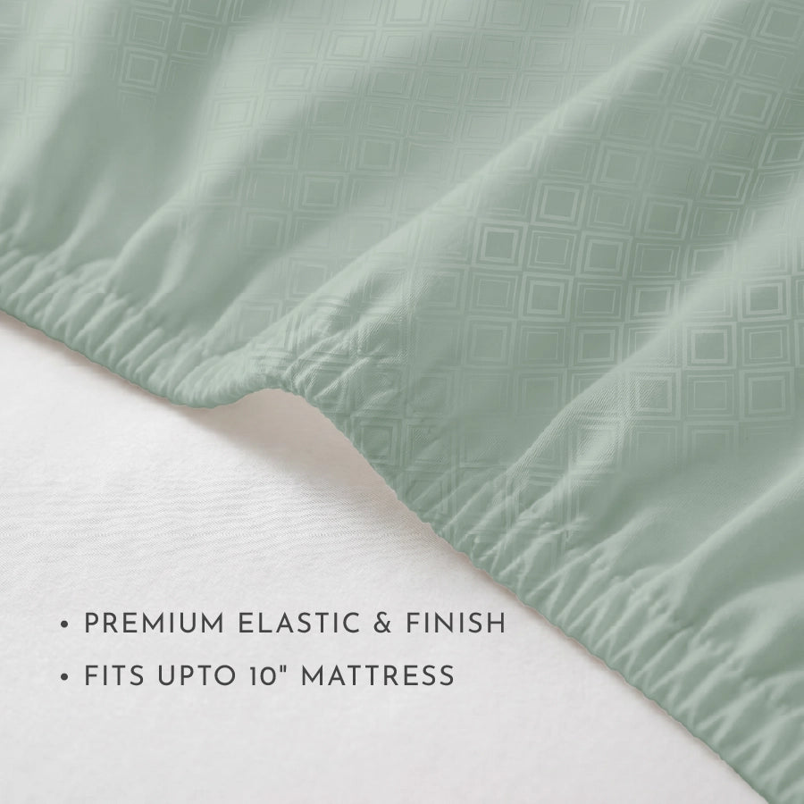 Fitted Sheet Set - Dazzling Diamond - Sage green