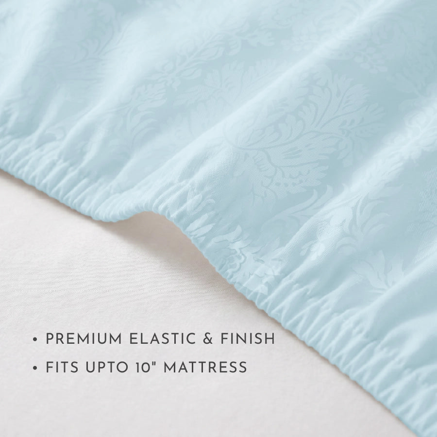 Fitted Sheet Set - Symmetrical - Jacquard - Pale Blue, Laurel Green, Ivory, Cameo Rose, Symmetrical Jacquard Light Grey, [Fitted Sheet Set - Symmetrical - Jacquard - Symmetrical Jacquard Pale Blue, Symmetrical Jacquard Laurel Gre [300TCSMJCFTSPLB]]