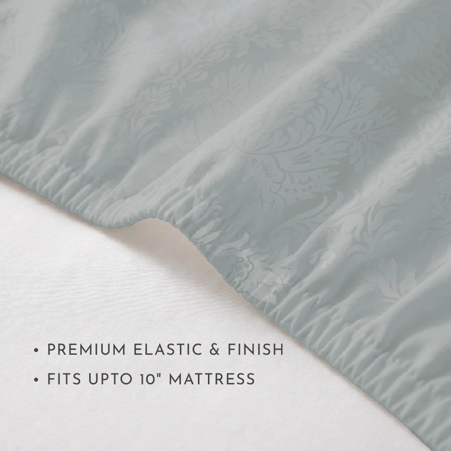 Fitted Sheet Set - Symmetrical - Jacquard - Pale Blue, Laurel Green, Ivory, Cameo Rose, Symmetrical Jacquard Light Grey, [Fitted Sheet Set - Symmetrical - Jacquard - Symmetrical Jacquard Pale Blue, Symmetrical Jacquard Laurel Gre [300TCSMJCFTSLGR]]