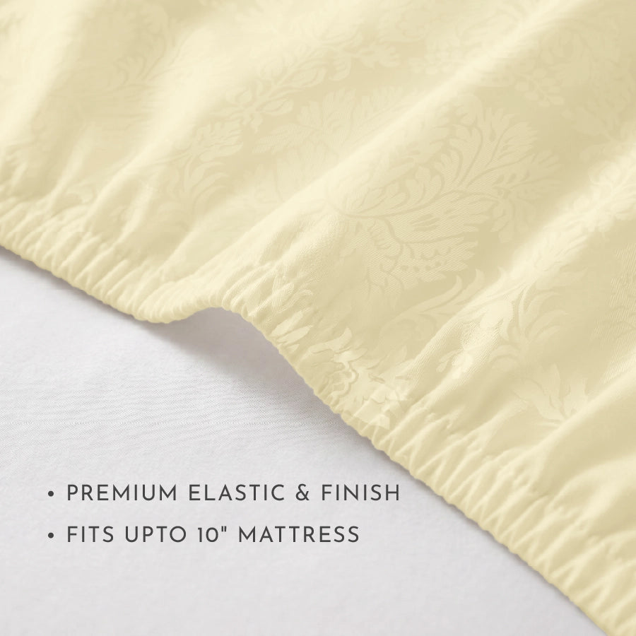 Fitted Sheet Set - Symmetrical - Jacquard - Queen & King [Fitted Sheet Set - Symmetrical - Jacquard - Ivory - Queen & King]