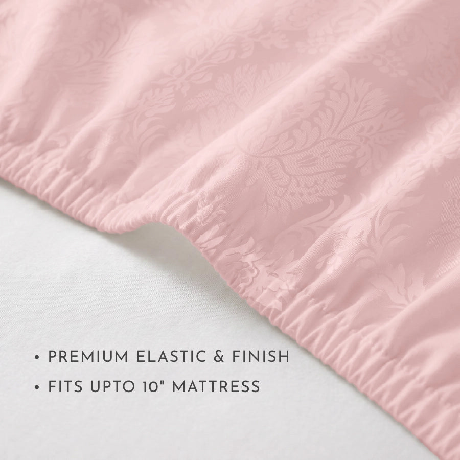 Fitted Sheet Set - Symmetrical - Jacquard - Queen & K [Fitted Sheet Set - Symmetrical - Jacquard - Cameo Rose - Queen & King]