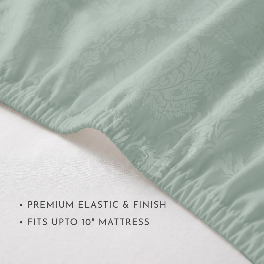 Fitted Sheet Set - Symmetrical - Jacquard - Queen & King [Fitted Sheet Set - Symmetrical - Jacquard - Sage Green - Queen & King]