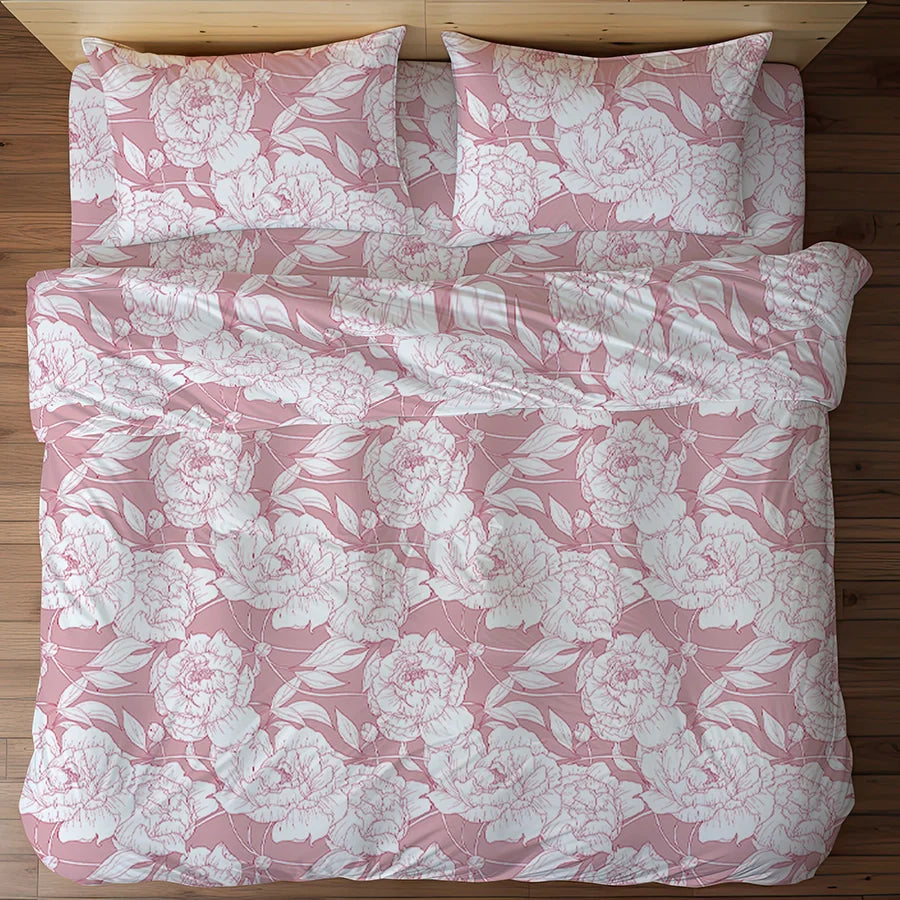 Bedsheet Set - Bloomful Pink - Single & King - 200TC - Size Single