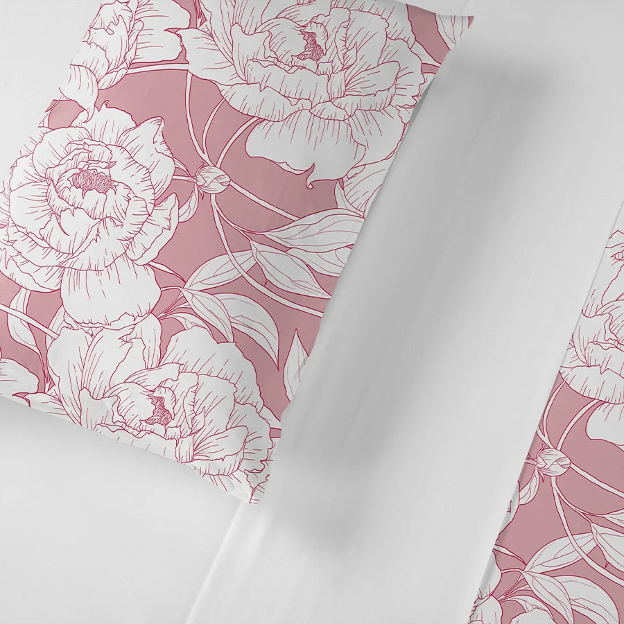 Bedsheet Set - Bloomful Pink - Single & King - 200TC - Size Single