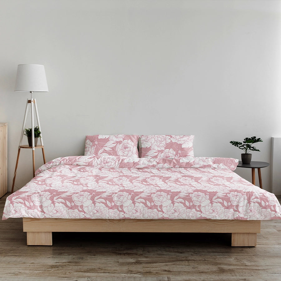 Fitted Sheet Set - Bloomful Pink - Queen & King - 200TC