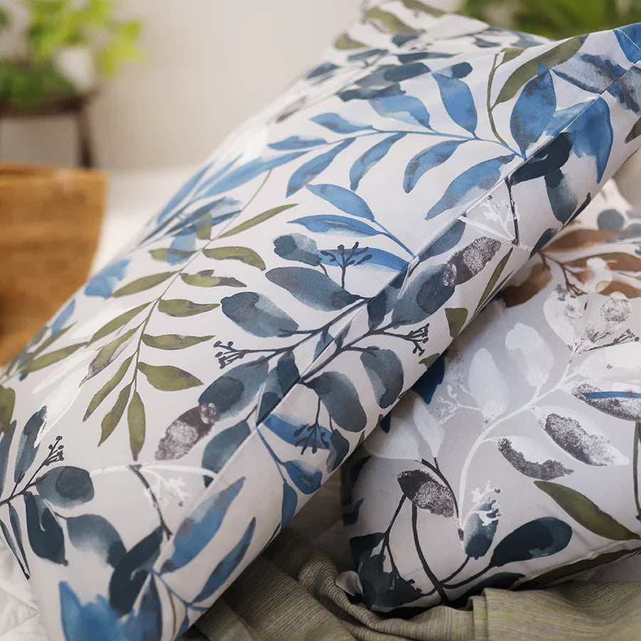 Pillow Cover - Blooming Rowan Leaves - Blue - 300TC
