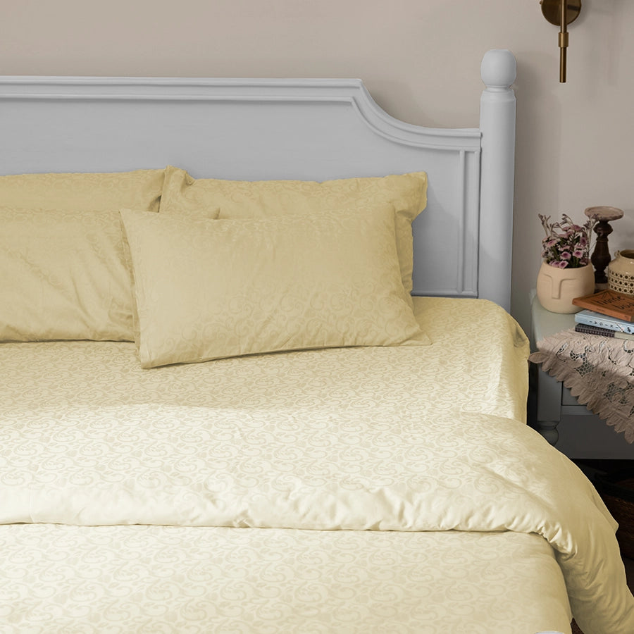 Fitted Set - Blooming Coral Jacquard - Ivory - Queen & King