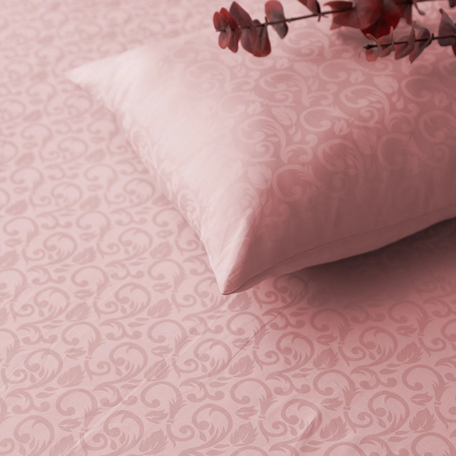 Duvet Cover - Blooming Coral Jacquard - Pale Blue, Cameo Rose, Beige, Laurel Green - Double - 300TC