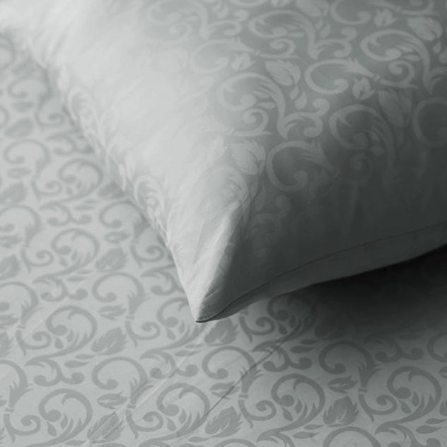 Fitted Set - Blooming Coral Jacquard - Light Grey - Queen & King