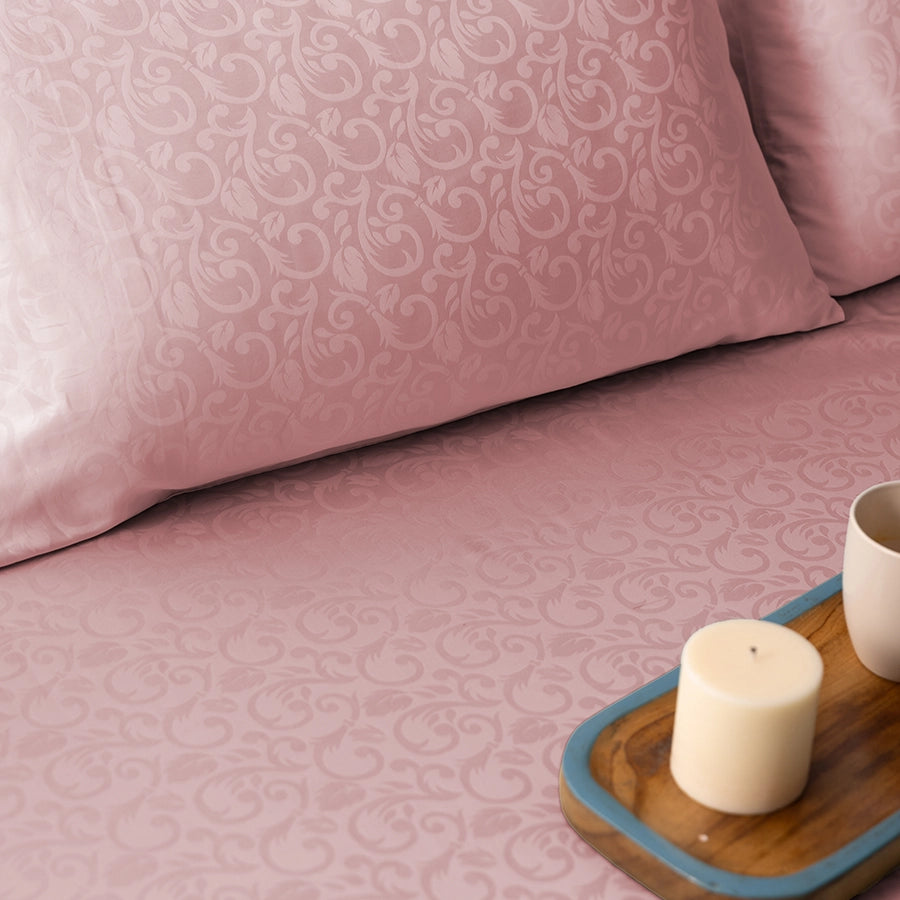 Be [Bedding Bundle - Fitted Sheet Set with Duvet Cover - 300TC Blooming Coral  - Cameo Rose - Queen / Double & King / Double]