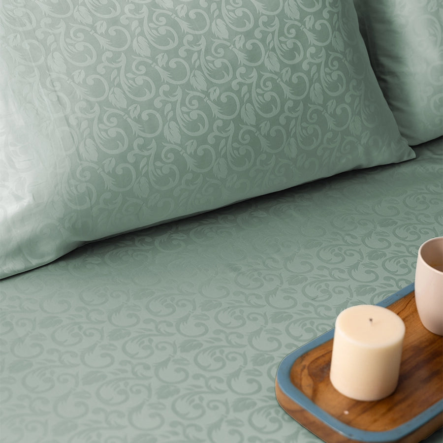 Pillow Cover - Blooming Coral Jacquard - Sage