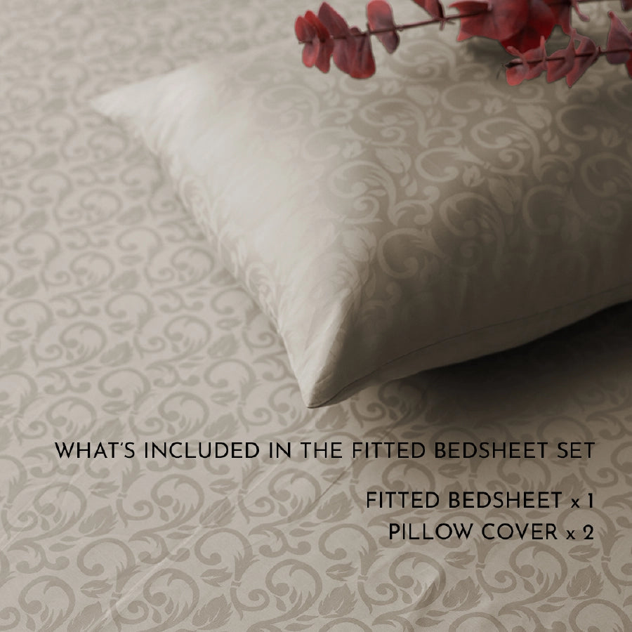 Fitted Set - Blooming Coral Jacquard - Queen & King [BD300JBFSPT]
