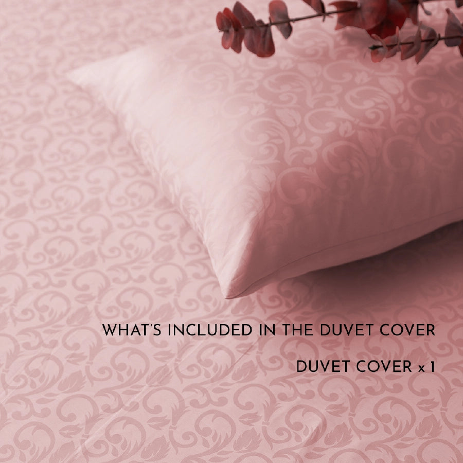 Duvet Cover - Blooming Coral Jacquard - Pale Blue, Cameo Rose, Beige, Laurel Green - Double - 300TC