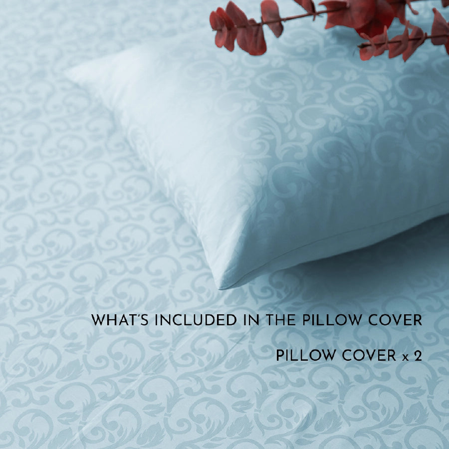 Pillow Cover - Blooming Coral Jacquard [Pillow Cover - Blooming Coral Jacquard - Pale Blue]