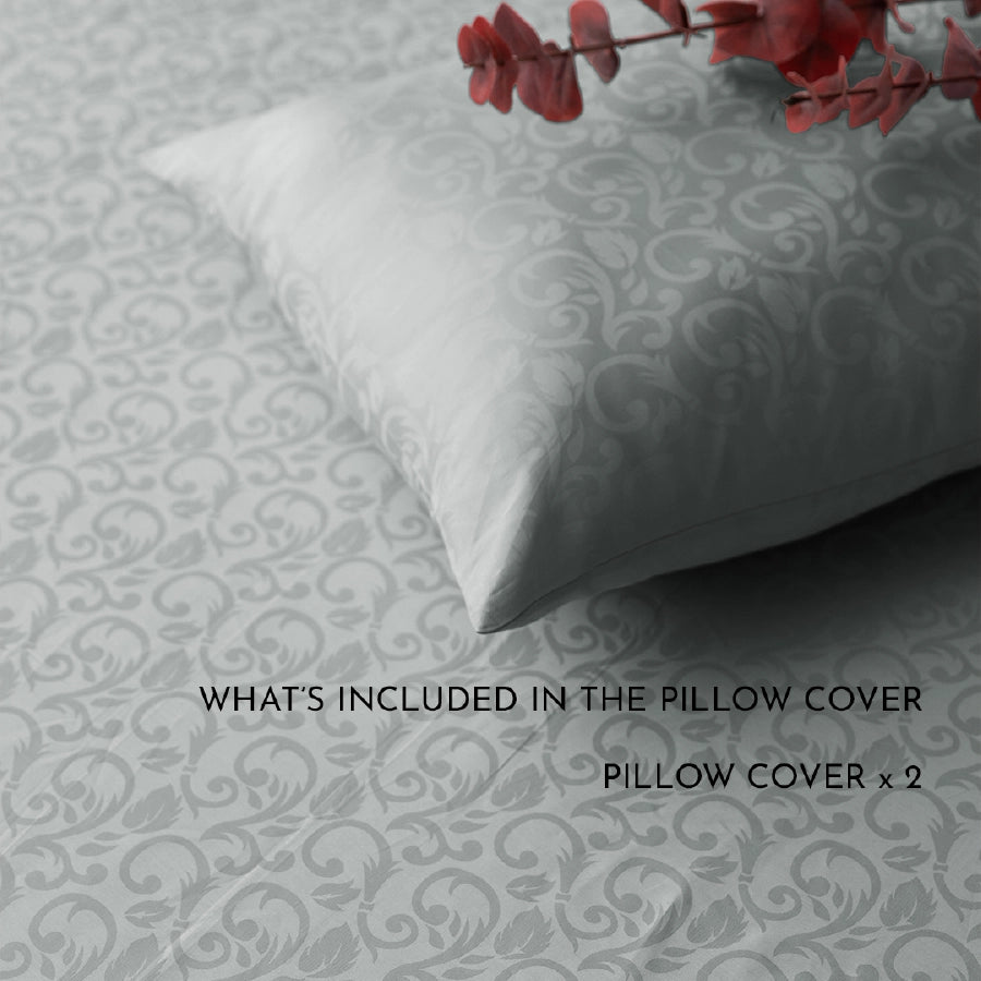 Pillow Cover - Blooming Coral Jacquard [Pillow Cover - Blooming Coral Jacquard - Light Grey]
