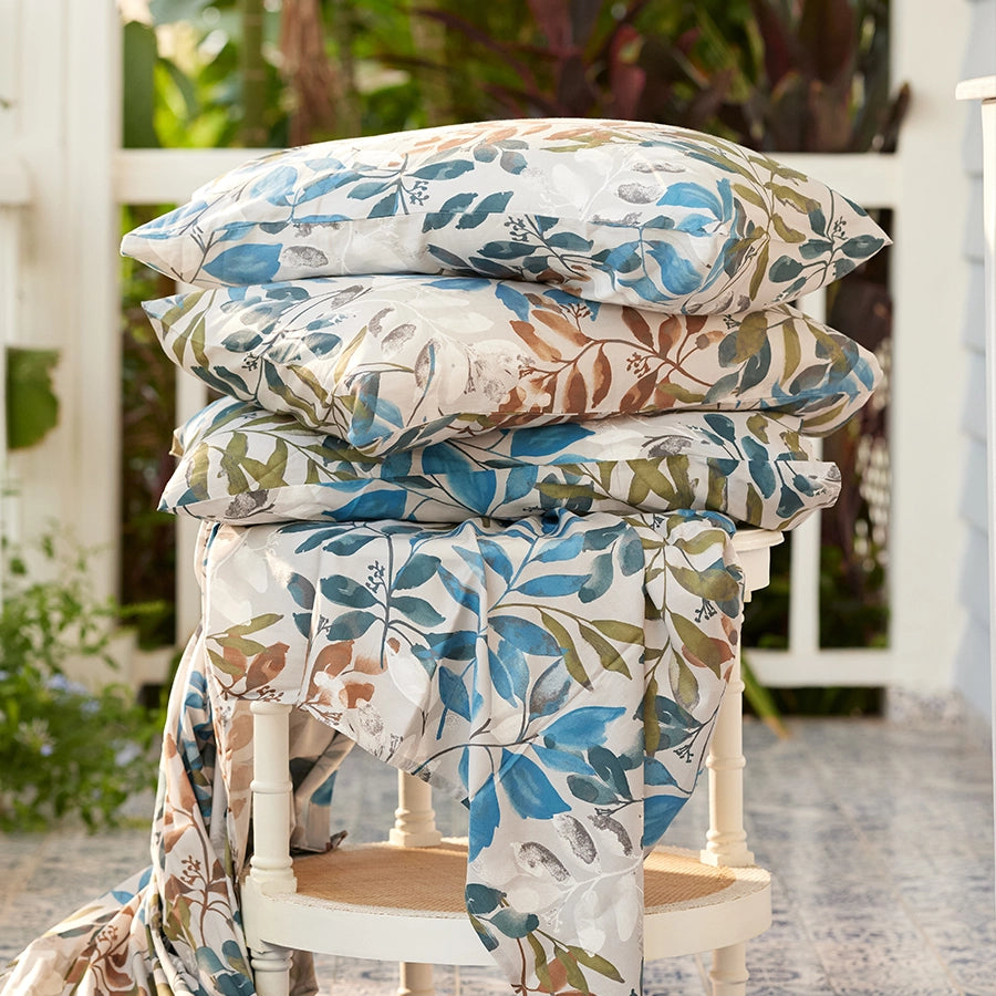 Duvet Cover - 300TC Blooming Rowan Leaves - Blue - Double