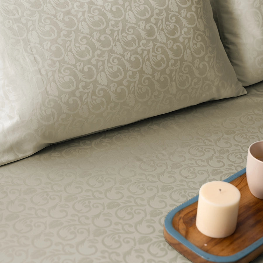 Pillow Cover - Blooming Coral Jacquard - Pale Blue, Cameo Rose, Beige, Laurel Green, Blooming Coral Light Grey - 300TC