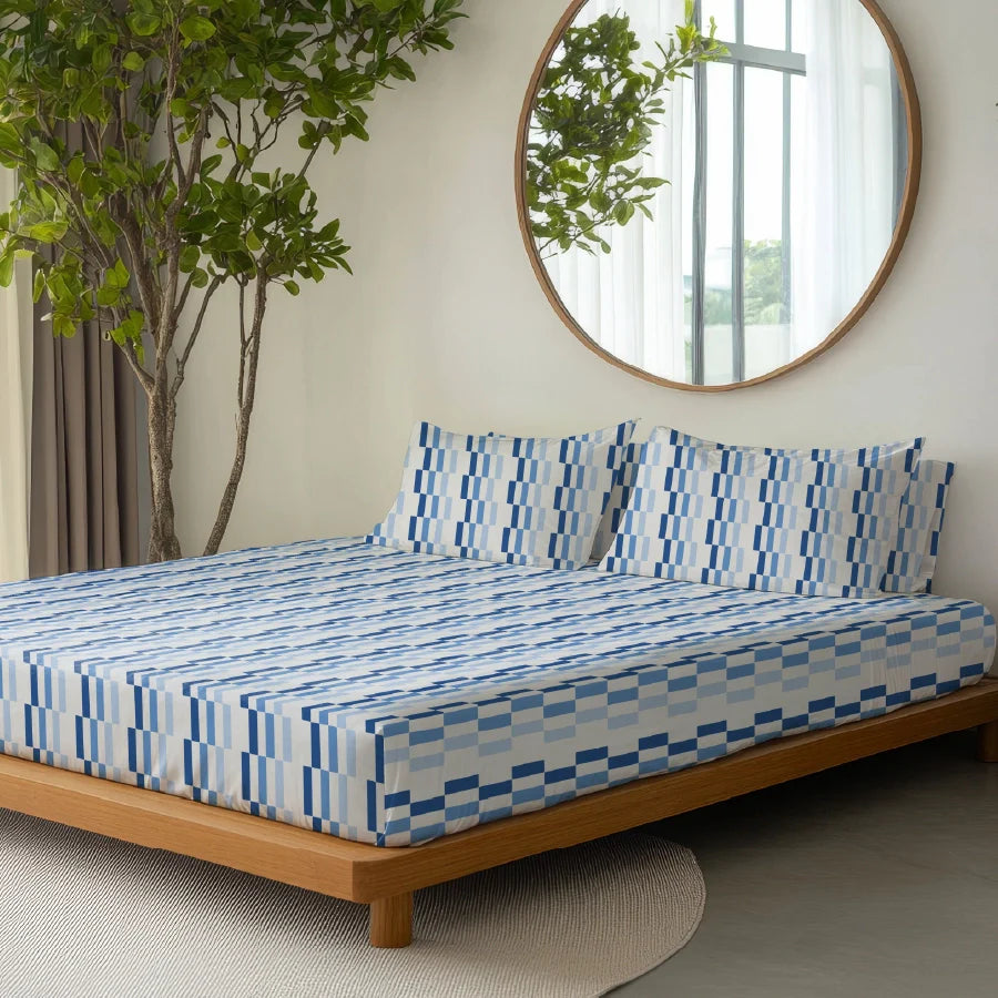 Bedsheet Set - Color Blocks - Single & King - 300TC - Size Single