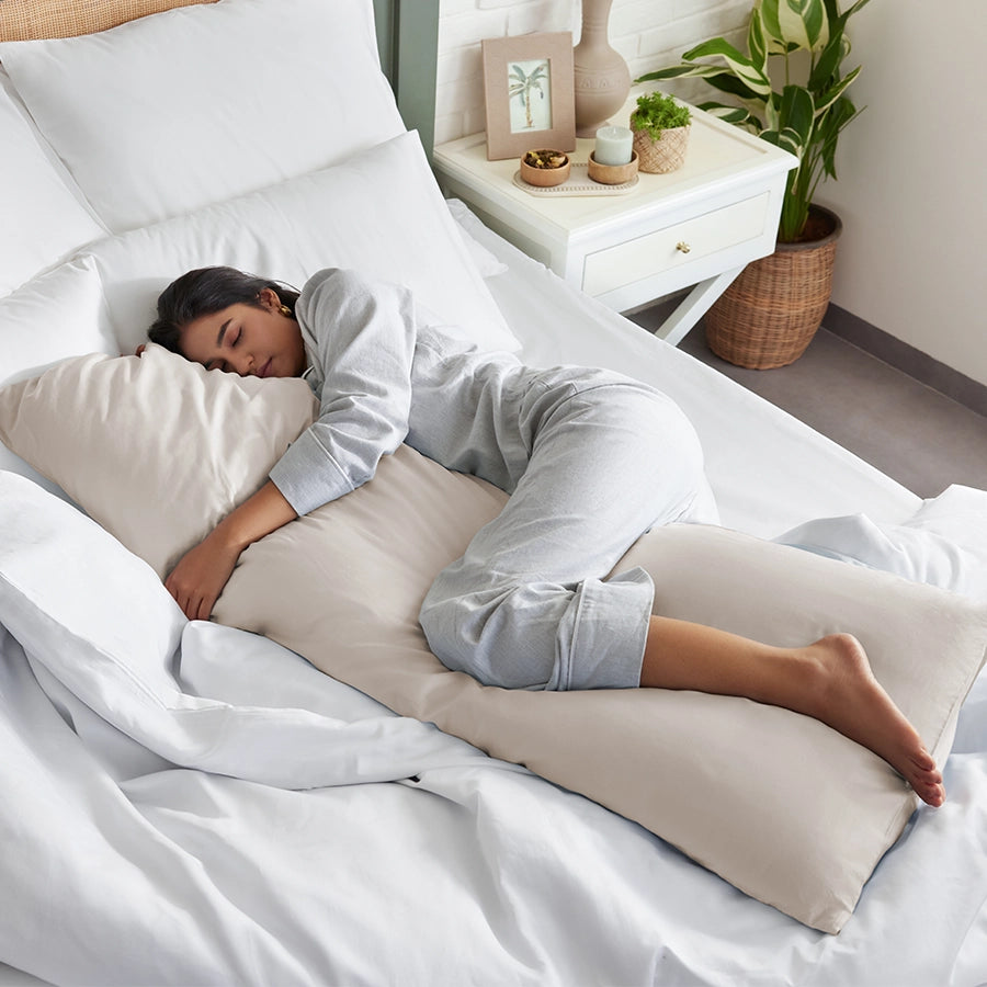 Cuddle Pillow Cover [Cuddle Pillow Cover - 200TC - Beige - solid-white & solid-laurel-green & solid-light-grey & solid-beige]