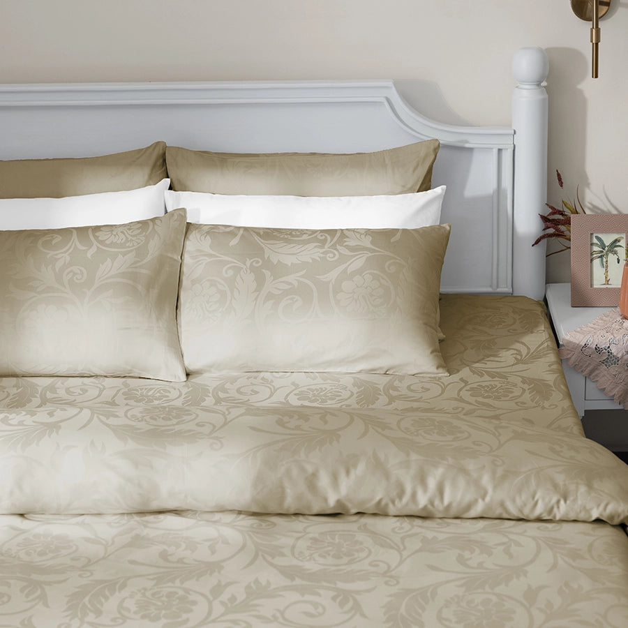 Bedsheet Set - Bold Floral Jacquard - Beige - King