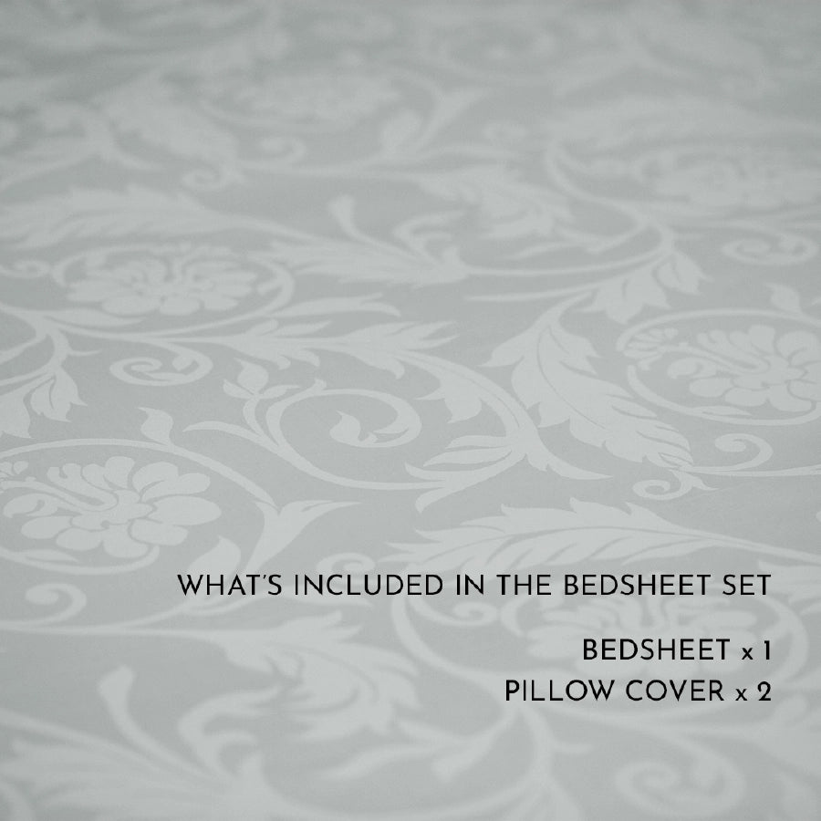 Bedsheet Set - Bold Floral Jacquard - Bold Floral Pale Blue, Bold Floral Laurel Green, Bold Floral Cameo Rose, Bold...