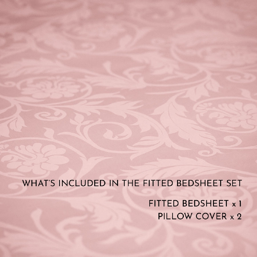 Fitted Sheet Set - Bold Floral - Jacquard - Cameo rose