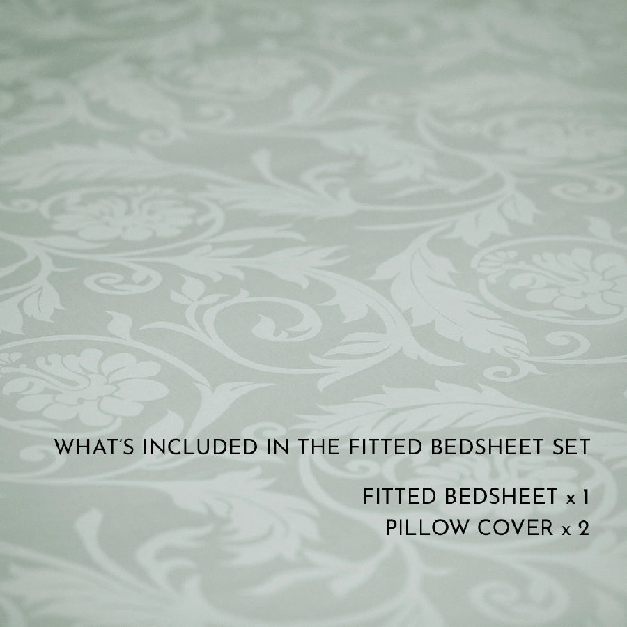 Fitted Sheet Set - Bold Floral - Jacquard - Queen & King [Fitted Sheet Set - Bold Floral - Jacquard - Sage - Queen & King]