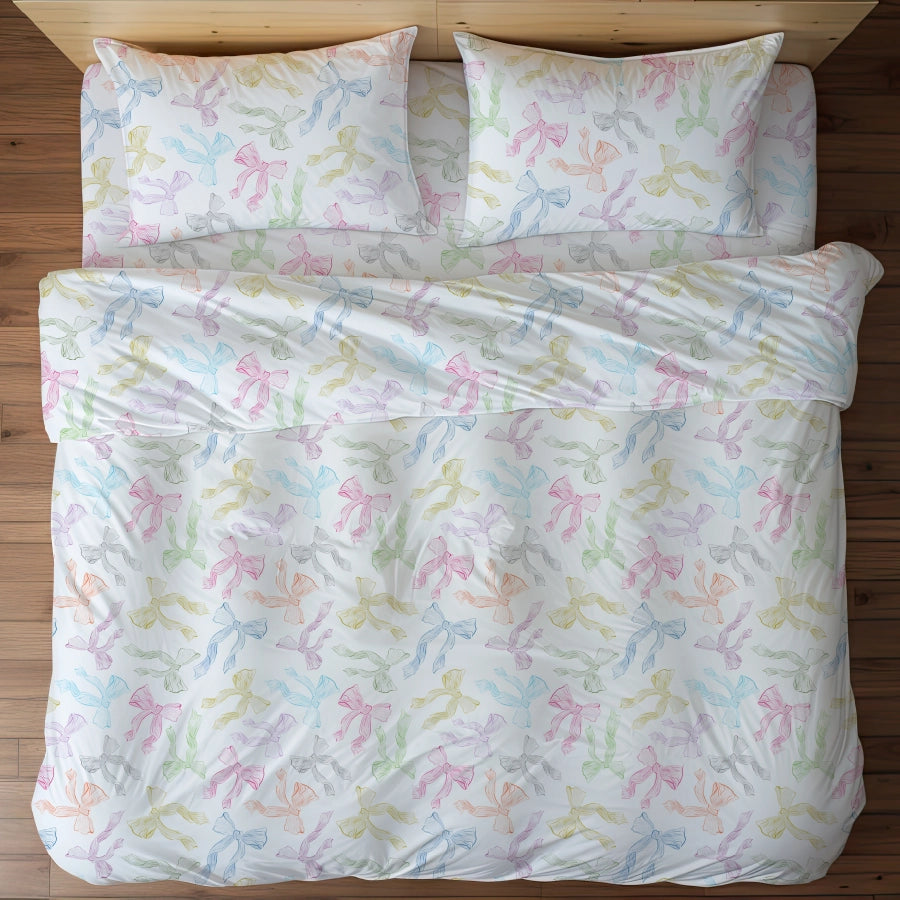 Bedsheet Set - Bow - Bow White - Single & King - 300TC