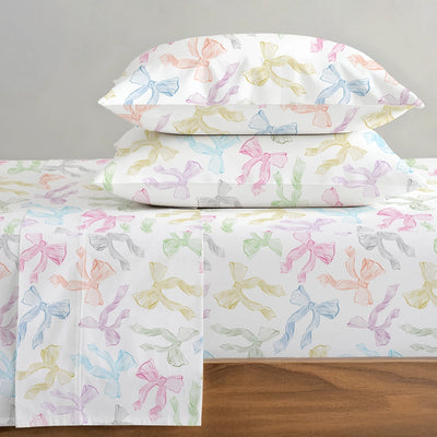 Fitted Sheet Set - Bow - Bow White - Queen & King - 300TC