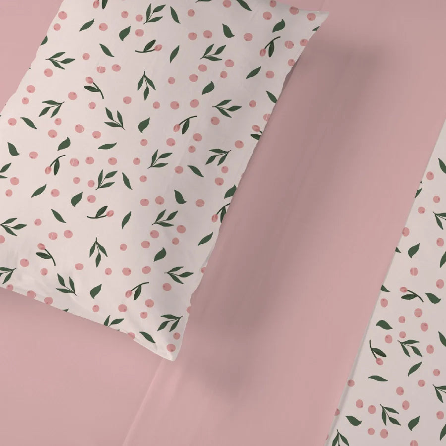 Bedsheet Set - Olive Grove Soft Pink - Single & King - 200TC - Size Single