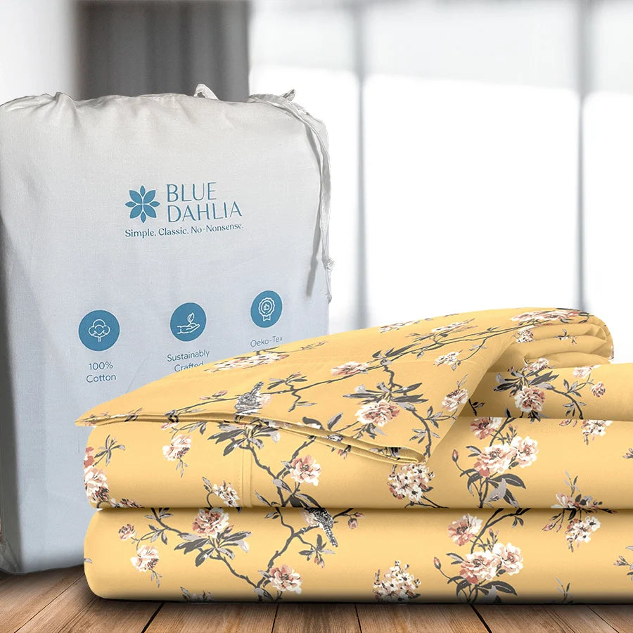 Bedsheet Set - 300TC Cherry Blossom - Single & King - Size Single