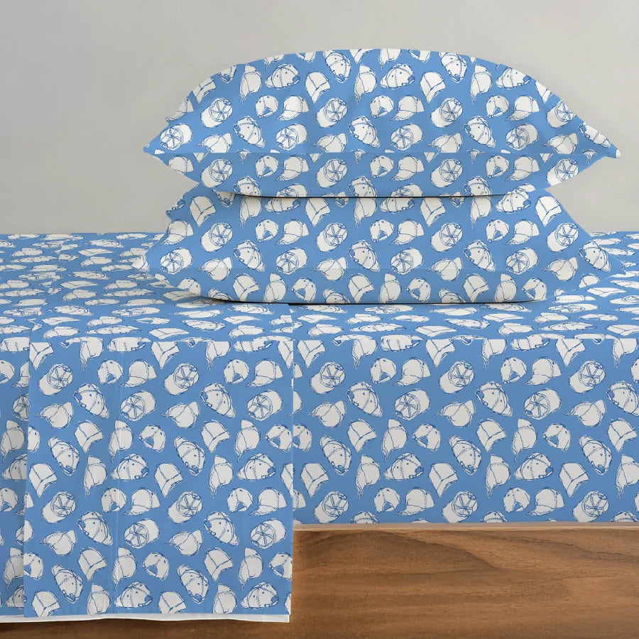 Bedsheet Set - Caps - Caps Blue - Single & King - 300TC - Size Single