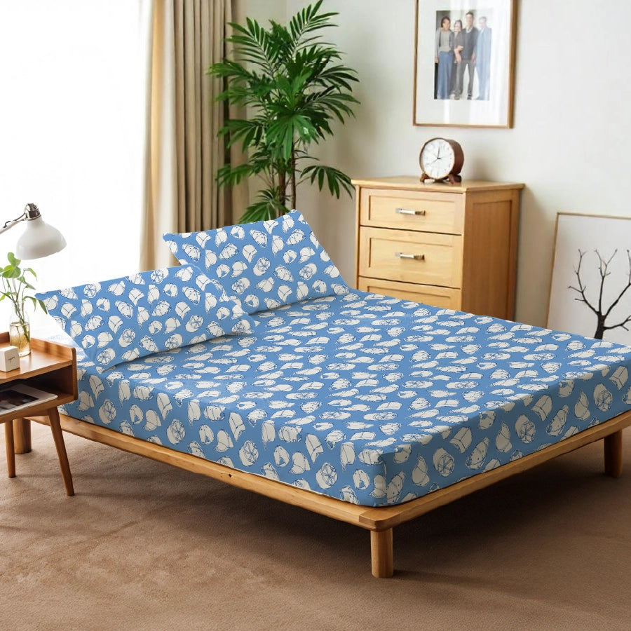 Fitted Sheet Set - Caps - Caps Blue - Queen & King - 300TC