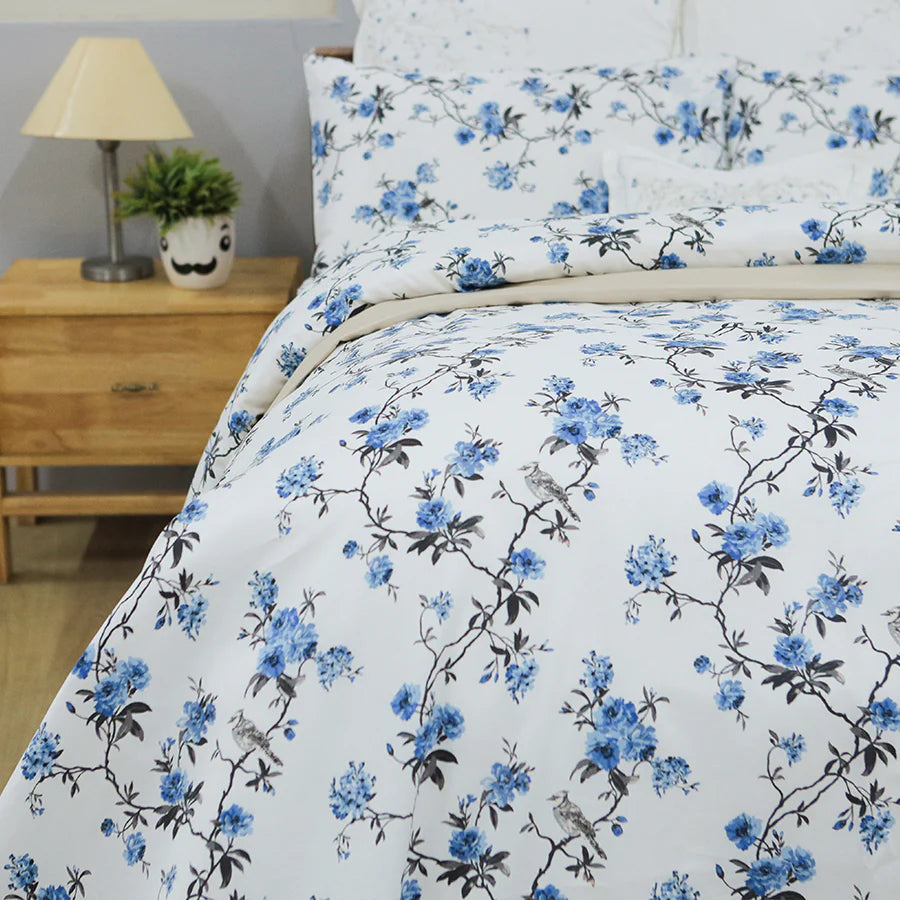 Duvet Cover - 300TC Cherry Blossom - White - Double