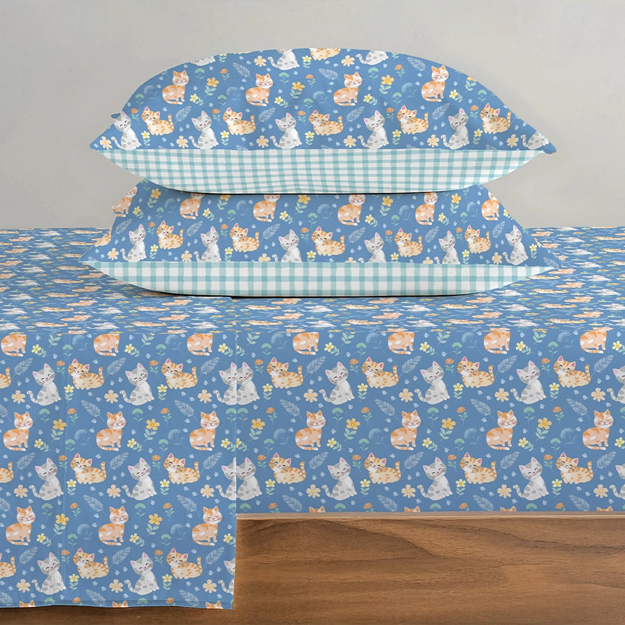 Bedsheet Set - Cutie Cats - Single & King - 300TC