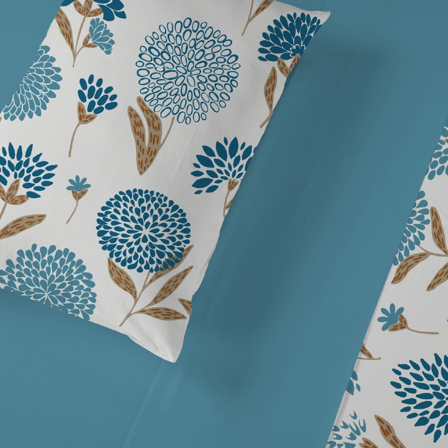 Bedsheet Set - Dahlia Range Light Blue - King - 300TC