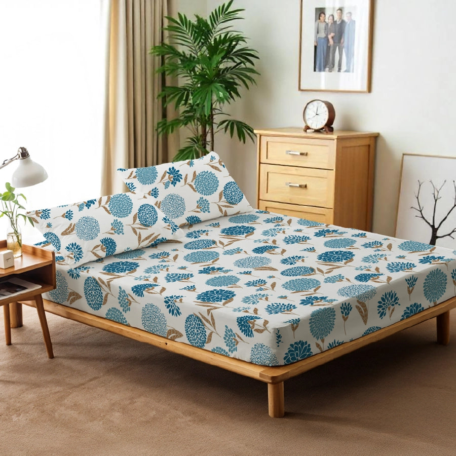 Quilt / AC Comforter - Dahlia Range Light Blue - Double - 300TC