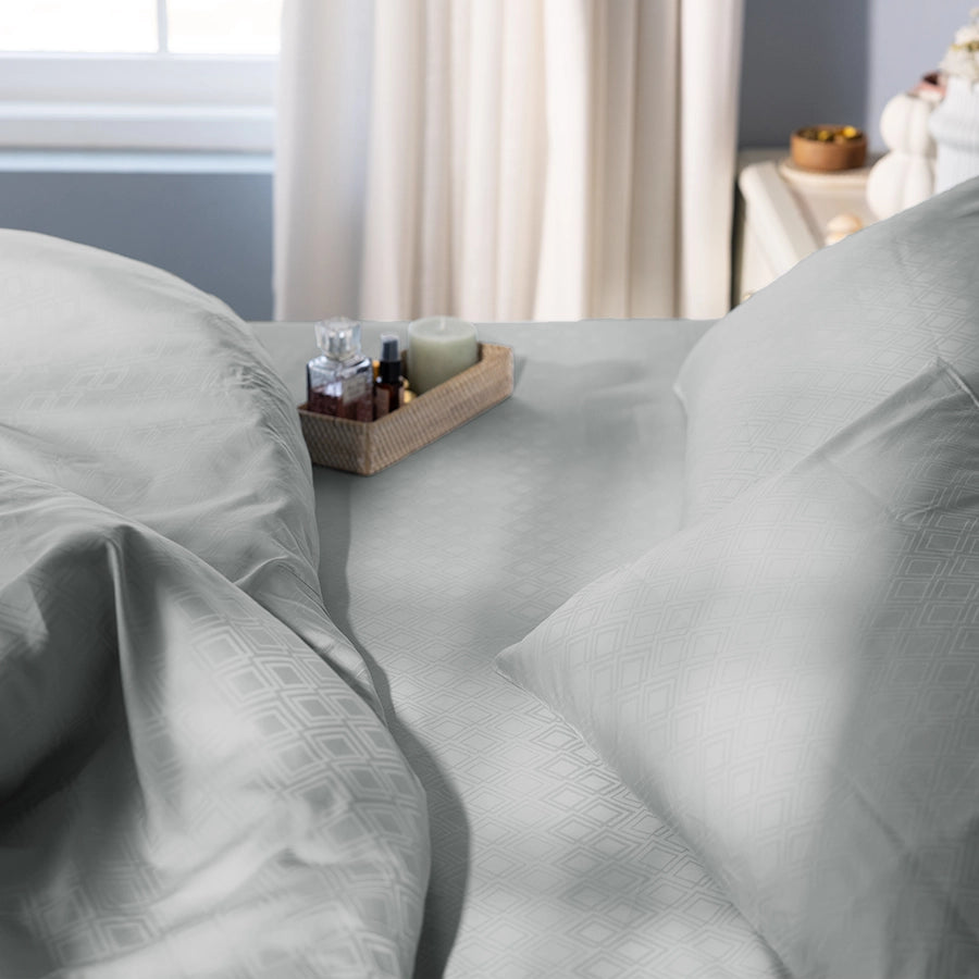Bedsheet Set - Dazzling Diamond Jacquard - Light Grey - King