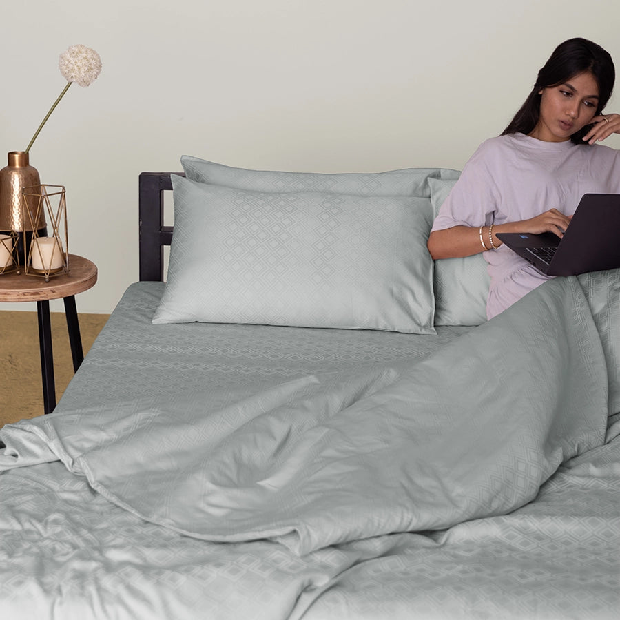 Pillow Cover - Dazzling Diamond Jacquard [Pillow Cover - Dazzling Diamond Jacquard - Light Grey]